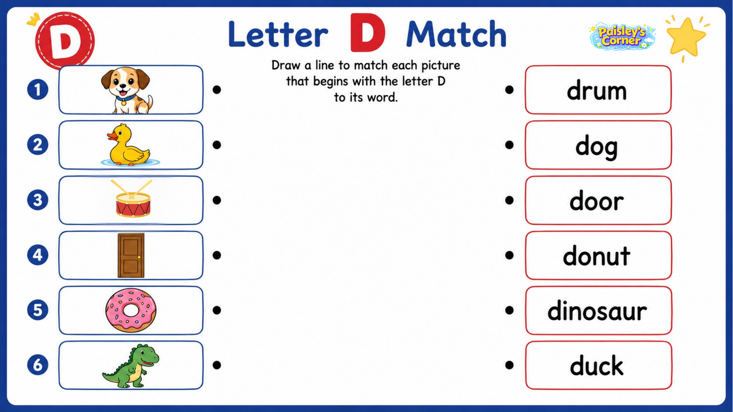 Cotton's Letter D Worksheets