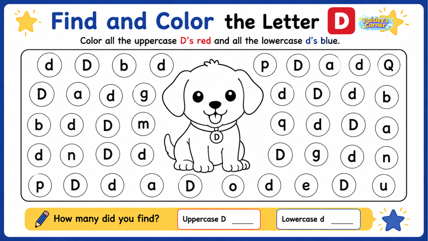 Cotton's Letter D Worksheets
