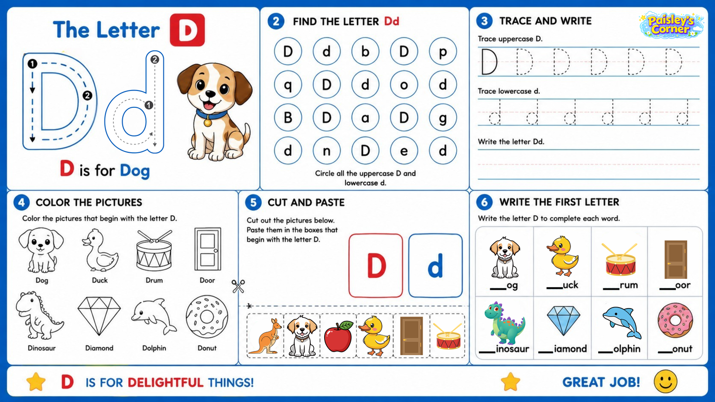 Cotton's Letter D Worksheets