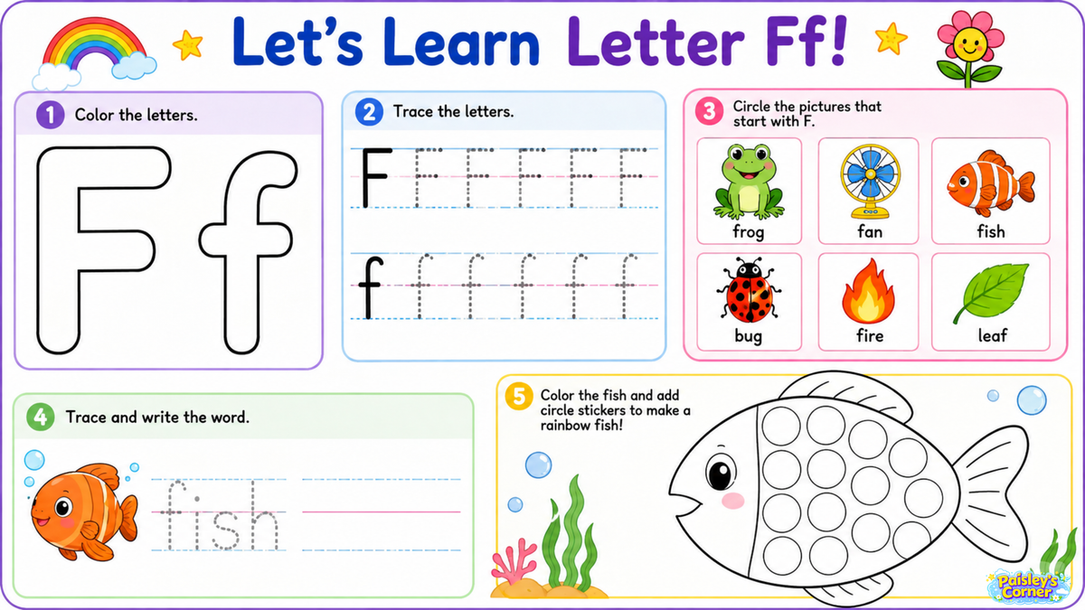 Cotton's Letter F Worksheets