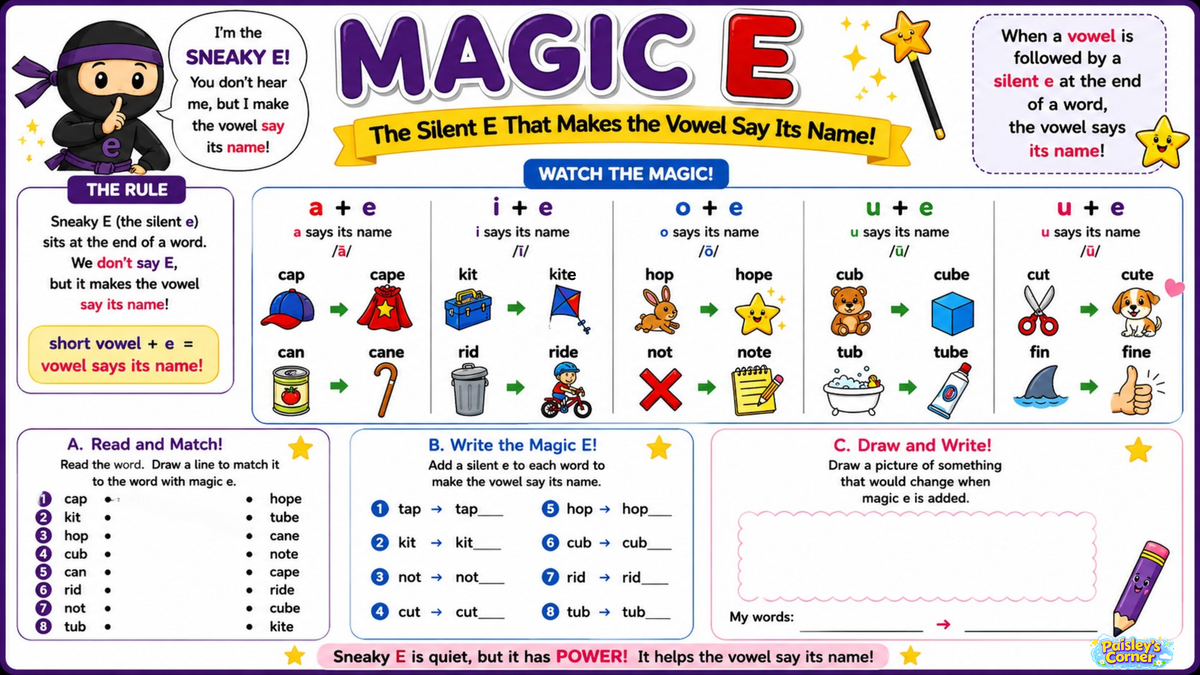 Cotton's Letter E Worksheets