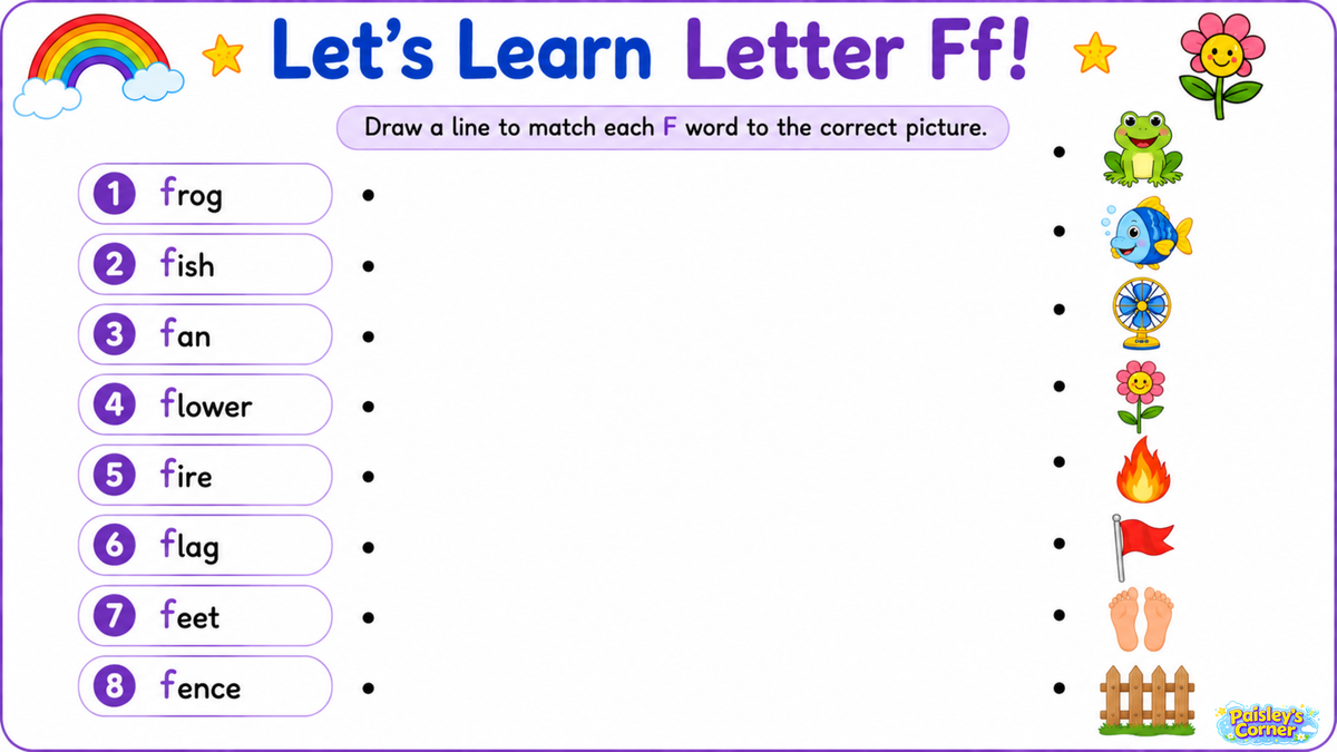 Cotton's Letter F Worksheets